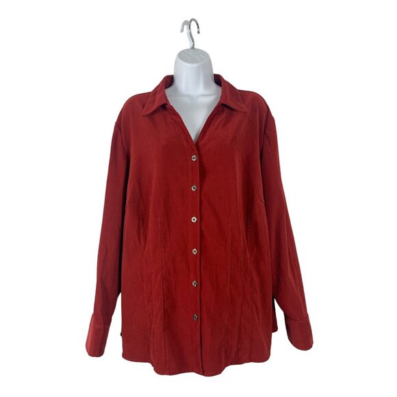 Fashion Bug Stretch Womens Red Button-Up Shirt Size 22/24W - Picture 1 of 11